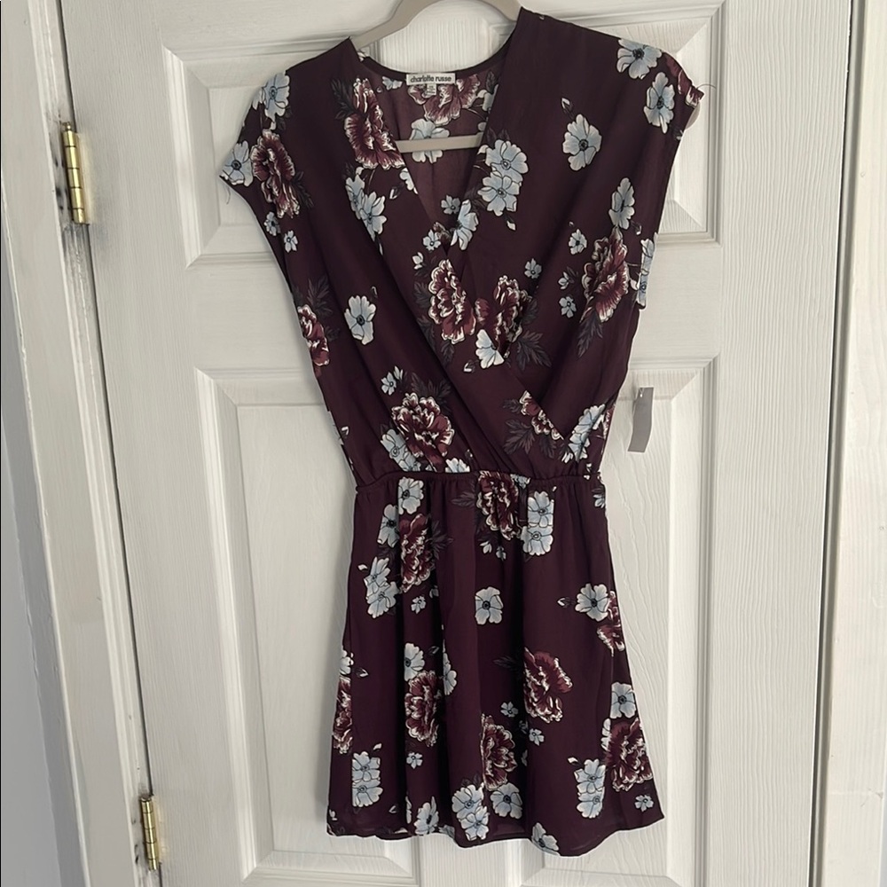 Floral Wrap Dress - Burgundy
